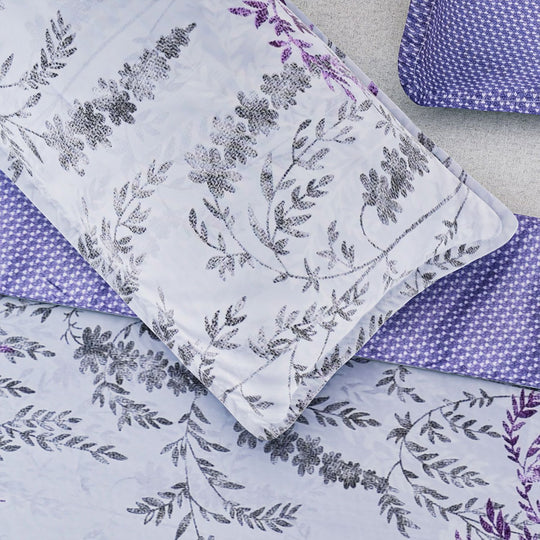 6-teiliges Bettbezug Set, 2 Bettbezüge, 4 Kissenbezüge, violett