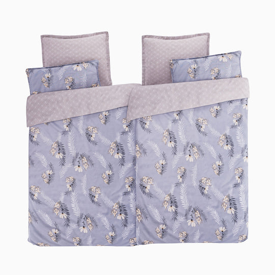 6-teiliges Bettbezug Set, 2 Bettbezüge, 4 Kissenbezüge, violett