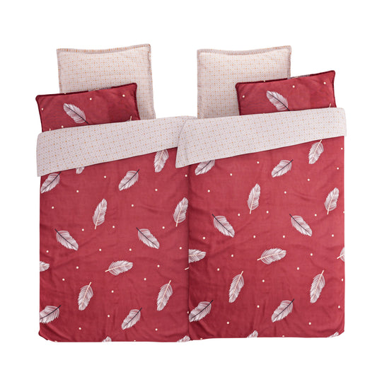 6-teiliges Bettbezug Set, 2 Bettbezüge, 4 Kissenbezüge, violett