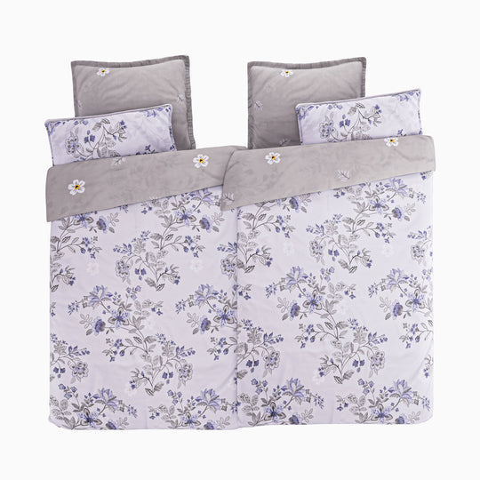 6-teiliges Bettbezug Set, 2 Bettbezüge, 4 Kissenbezüge, violett