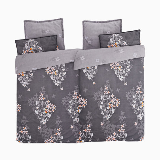 6-teiliges Bettbezug Set, 2 Bettbezüge, 4 Kissenbezüge, violett