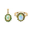 AA natürlicher, äthiopischer Welo Opal und Chromdiopsid Ring und Anhänger