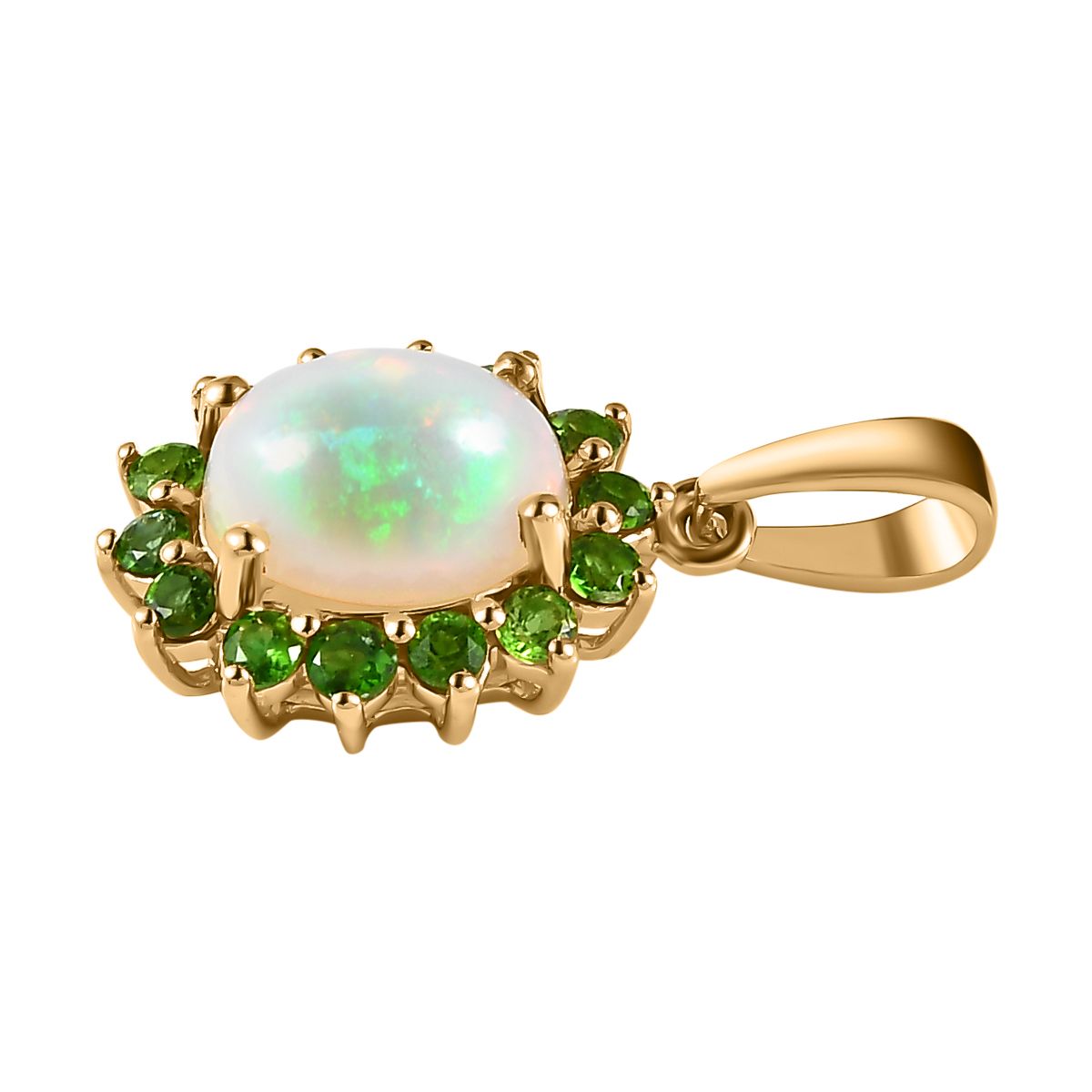 AA natürlicher, äthiopischer Welo Opal und Chromdiopsid Ring und Anhänger