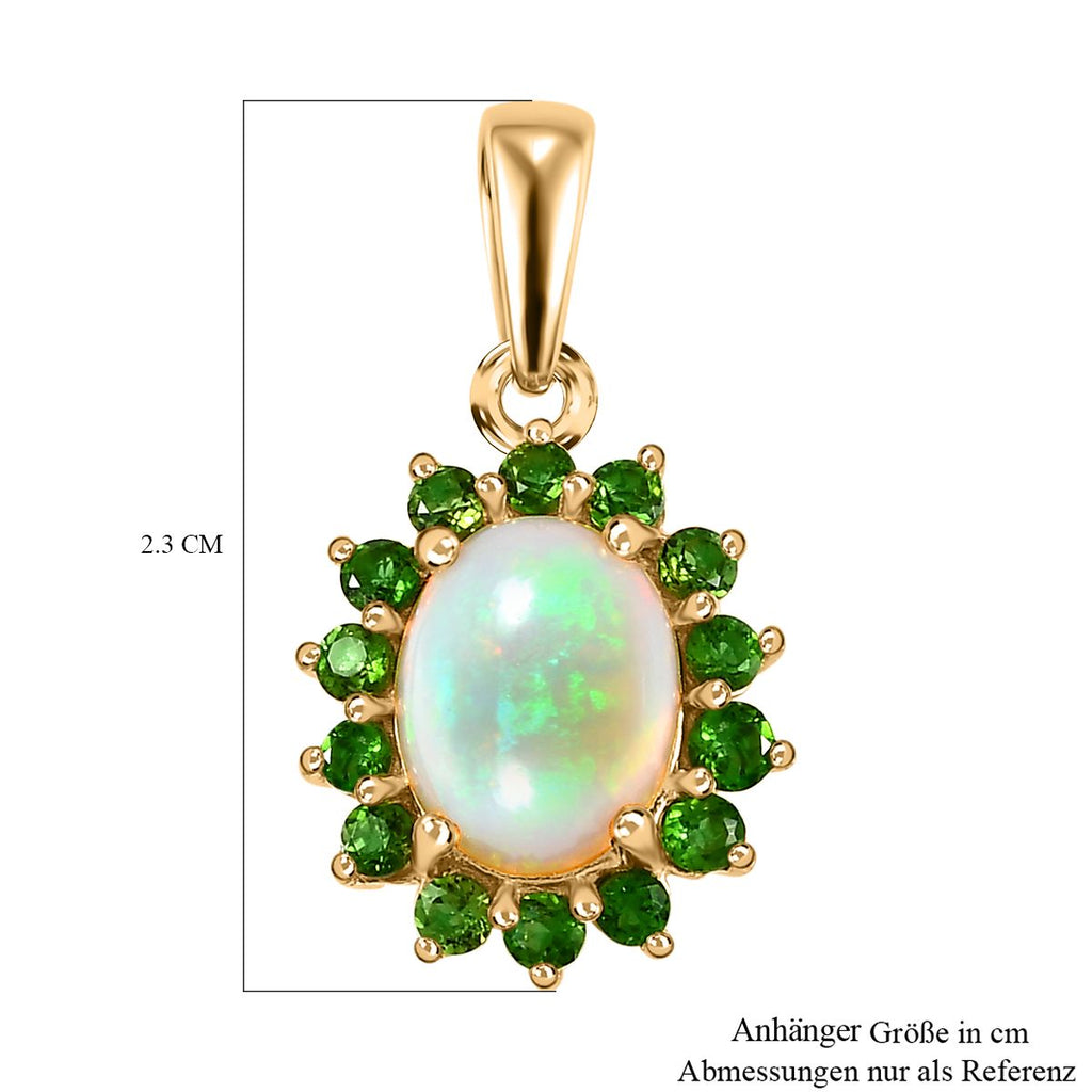 AA natürlicher, äthiopischer Welo Opal und Chromdiopsid Ring und Anhänger