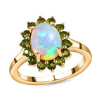 AA natürlicher, äthiopischer Welo Opal und Chromdiopsid Ring und Anhänger