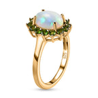 AA natürlicher, äthiopischer Welo Opal und Chromdiopsid Ring und Anhänger