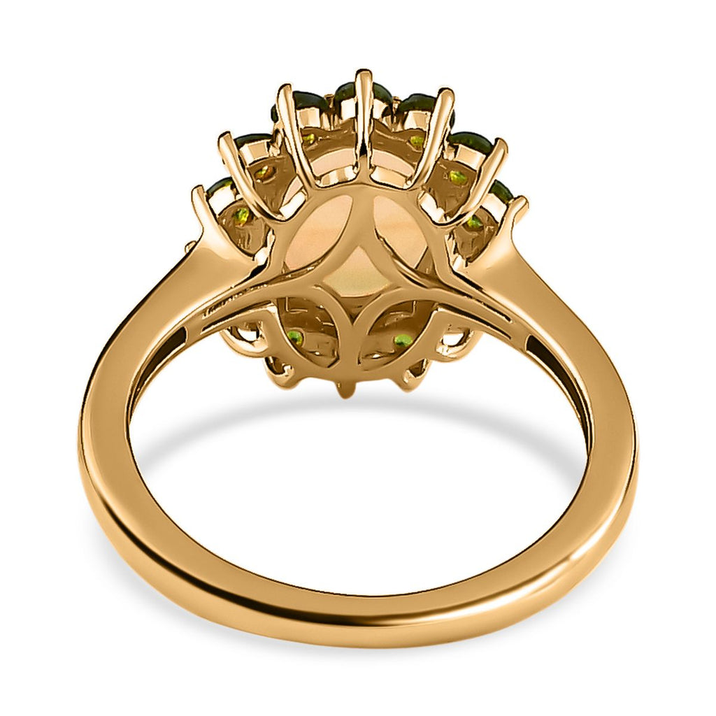 AA natürlicher, äthiopischer Welo Opal und Chromdiopsid Ring und Anhänger