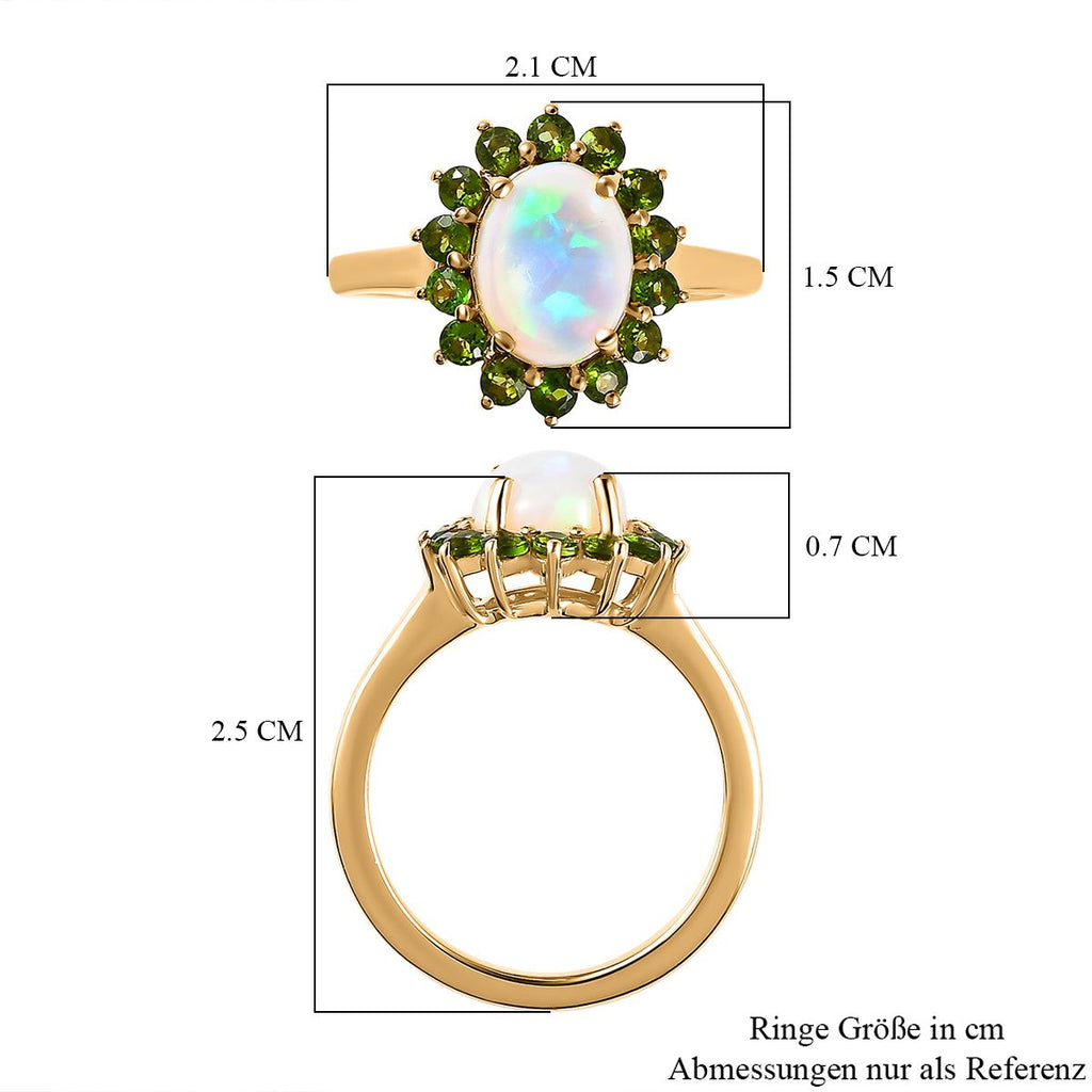 AA natürlicher, äthiopischer Welo Opal und Chromdiopsid Ring und Anhänger