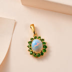 AA natürlicher, äthiopischer Welo Opal und Chromdiopsid Ring und Anhänger