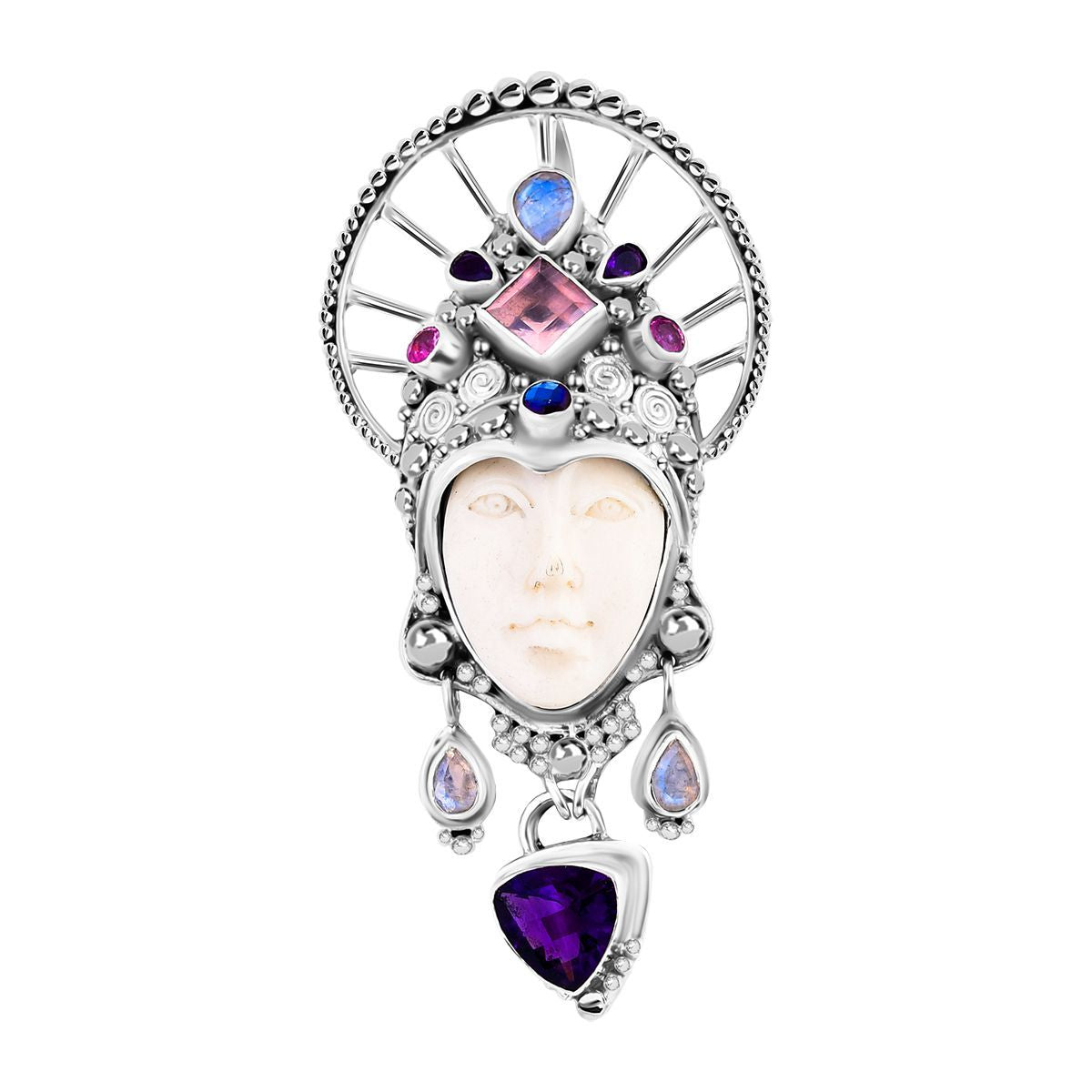 Afrikanischer Amethyst, Rosenquarz Anhänger 925 Silber ca. 7,81 ct.