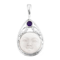 Himmelblauer Topas, Afrikanischer Amethyst Anhänger 925 Silber ca. 1,20 ct.