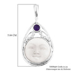 Himmelblauer Topas, Afrikanischer Amethyst Anhänger 925 Silber ca. 1,20 ct.