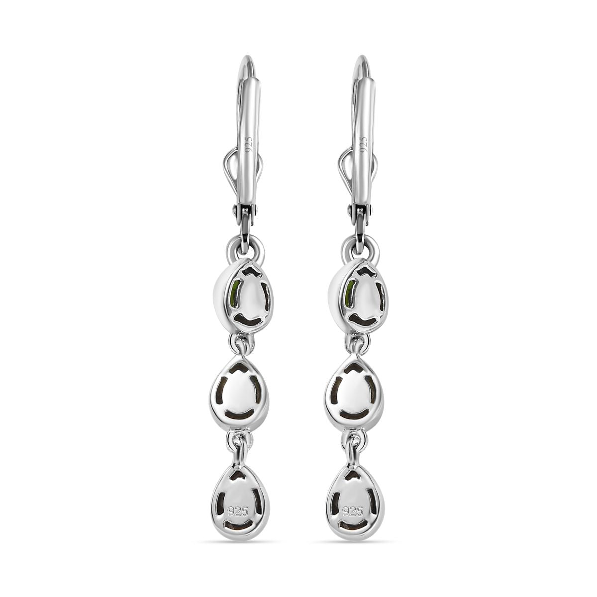 Natürlicher Chromdiopsid Ohrringe 925 Silber platiniert ca. 1.04 ct