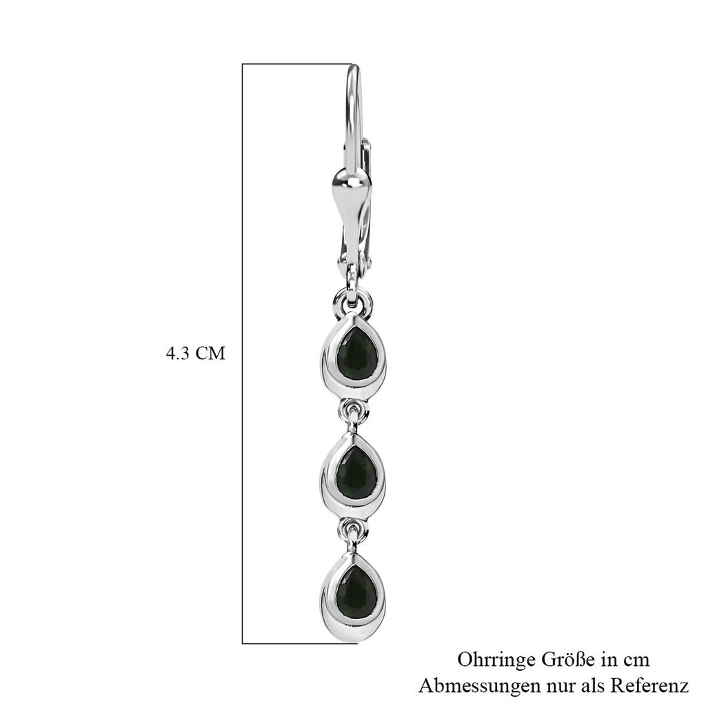 Natürlicher Chromdiopsid Ohrringe 925 Silber platiniert ca. 1.04 ct