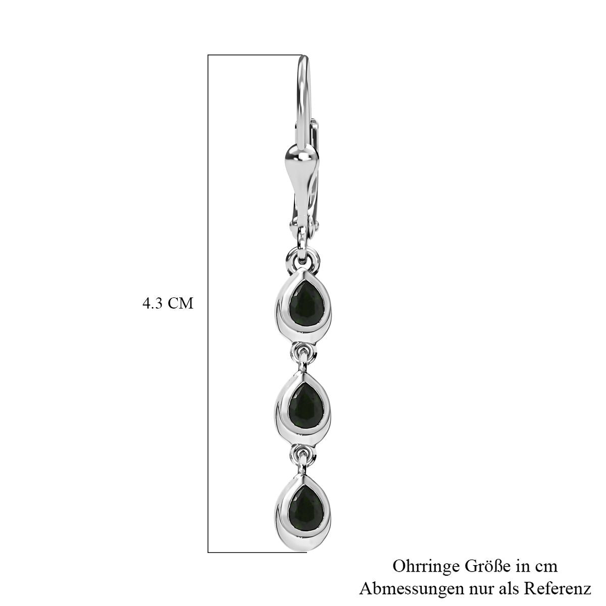 Natürlicher Chromdiopsid Ohrringe 925 Silber platiniert ca. 1.04 ct