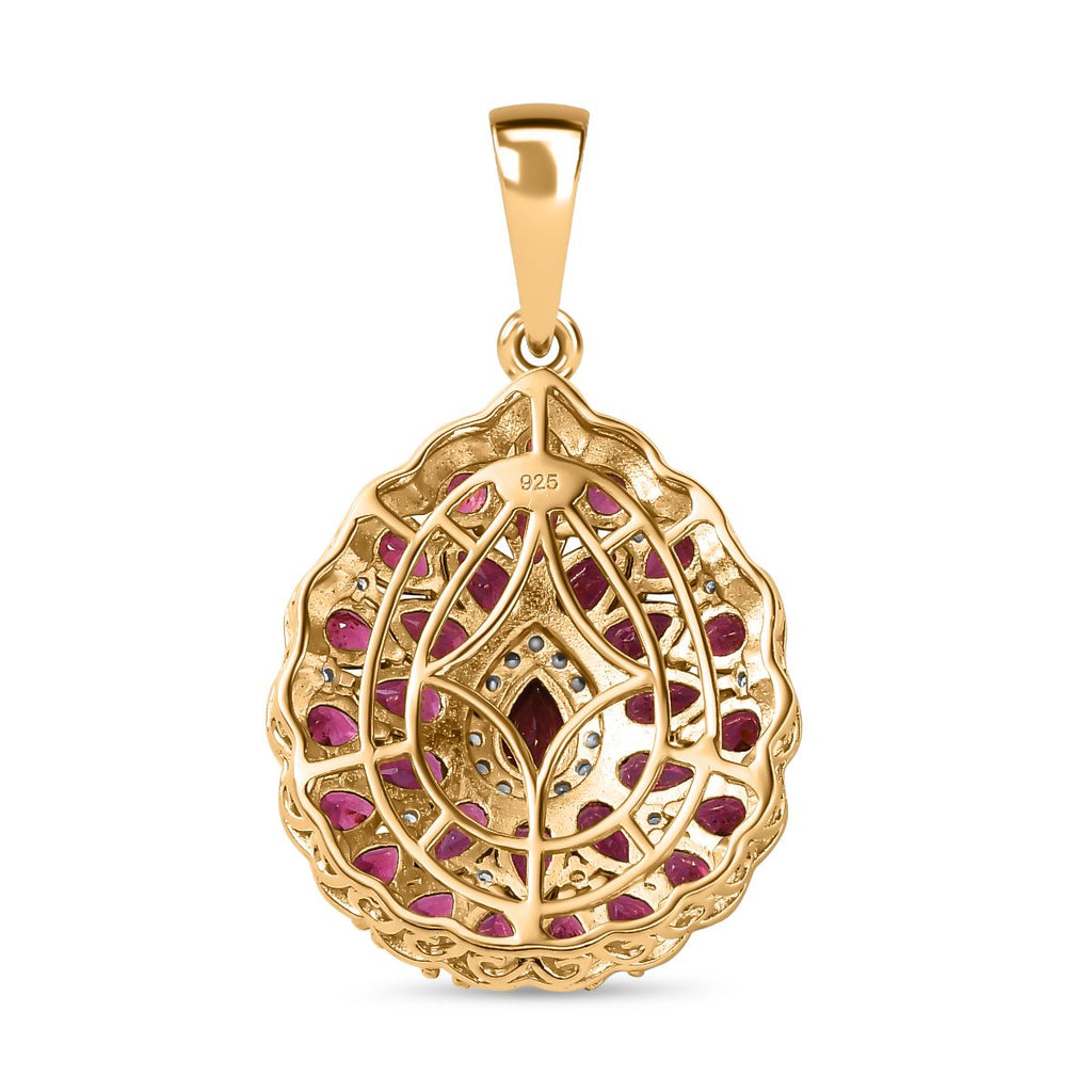 Rhodolith Granat Anhänger 925 Silber Gelbgold Vermeil ca. 7,00 ct.