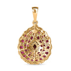 Rhodolith Granat Anhänger 925 Silber Gelbgold Vermeil ca. 7,00 ct.