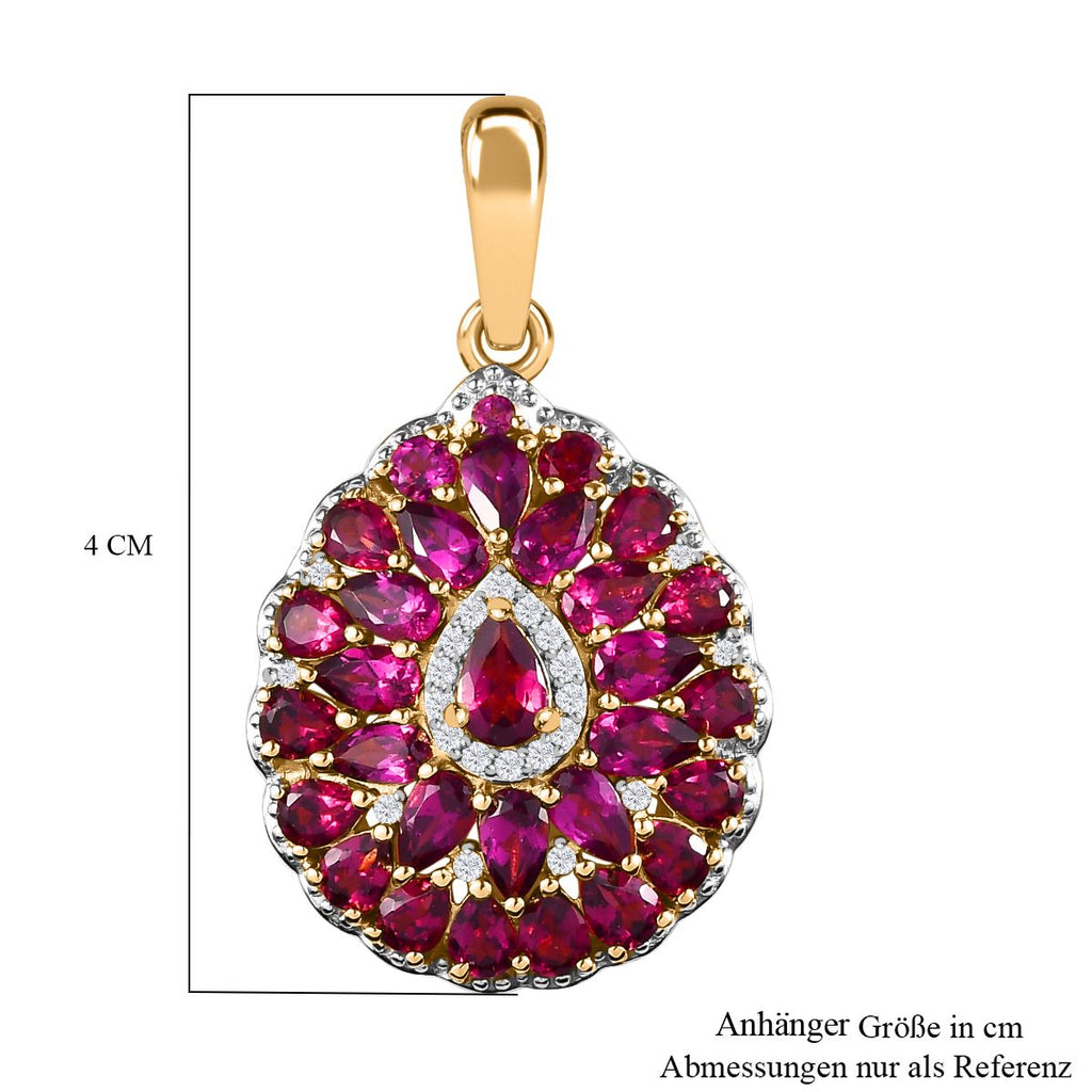 Rhodolith Granat Anhänger 925 Silber Gelbgold Vermeil ca. 7,00 ct.