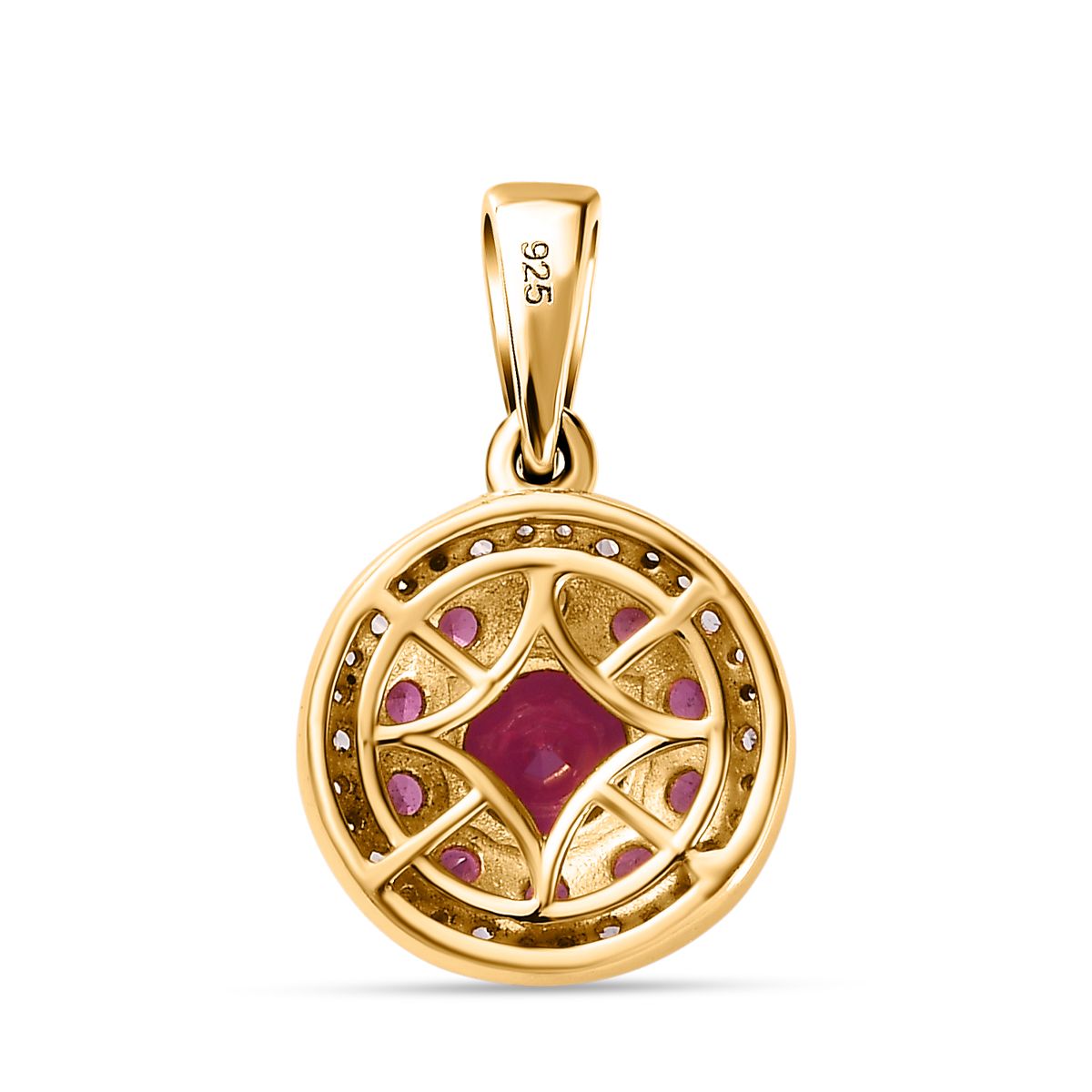 Rhodolith Granat Anhänger 925 Silber Gelbgold Vermeil ca. 2,22 ct.