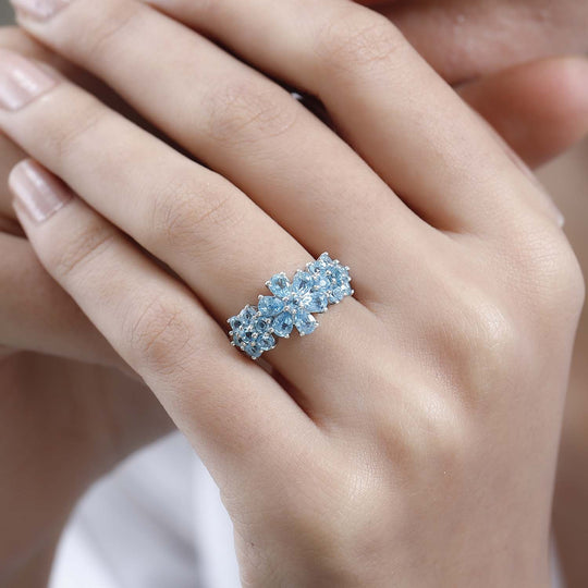 Blauer Apatit Ring, 925 Silber platiniert, , ca. 2.31 ct