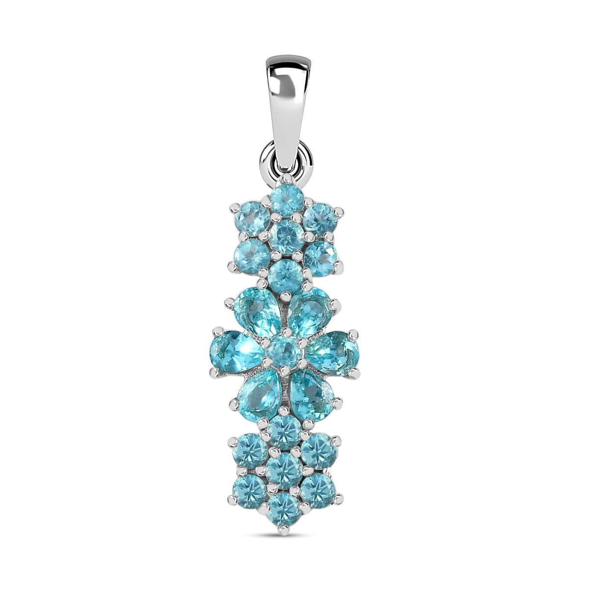 Blauer Apatit Anhänger 925 Silber platiniert ca. 2,31 ct.
