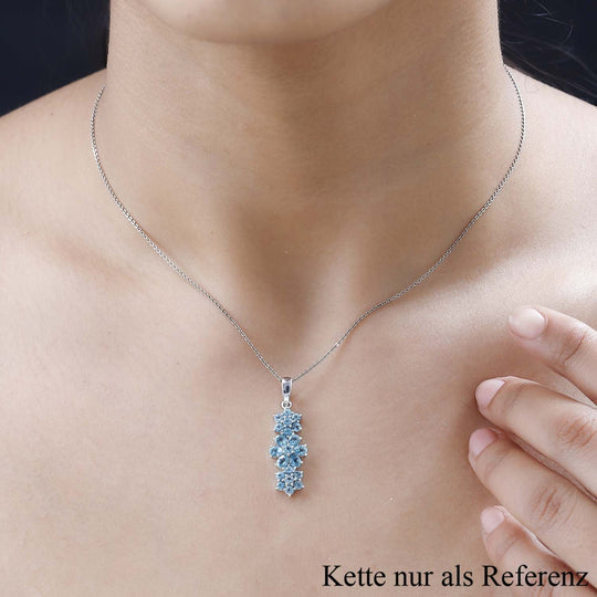 Blauer Apatit Anhänger 925 Silber platiniert ca. 2,31 ct.