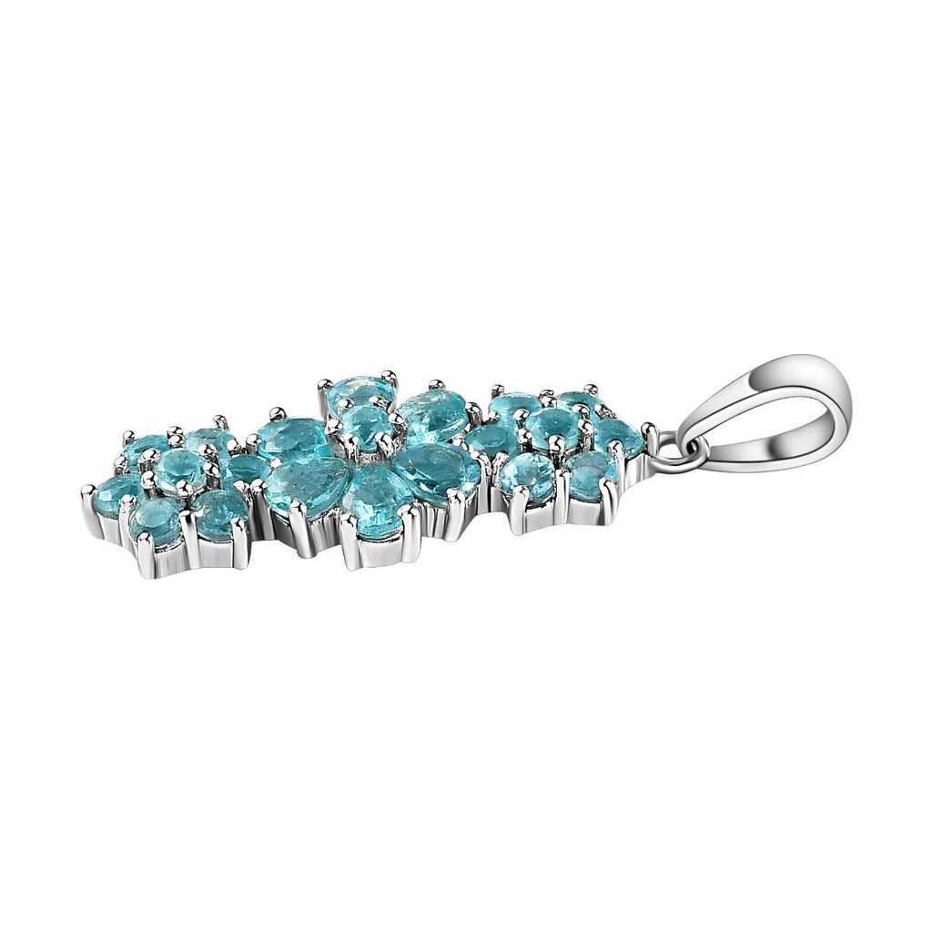 Blauer Apatit Anhänger 925 Silber platiniert ca. 2,31 ct.