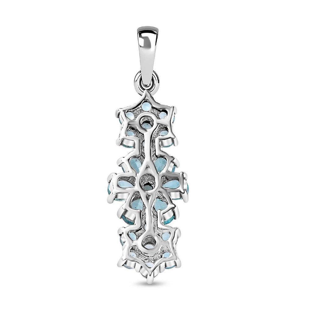 Blauer Apatit Anhänger 925 Silber platiniert ca. 2,31 ct.