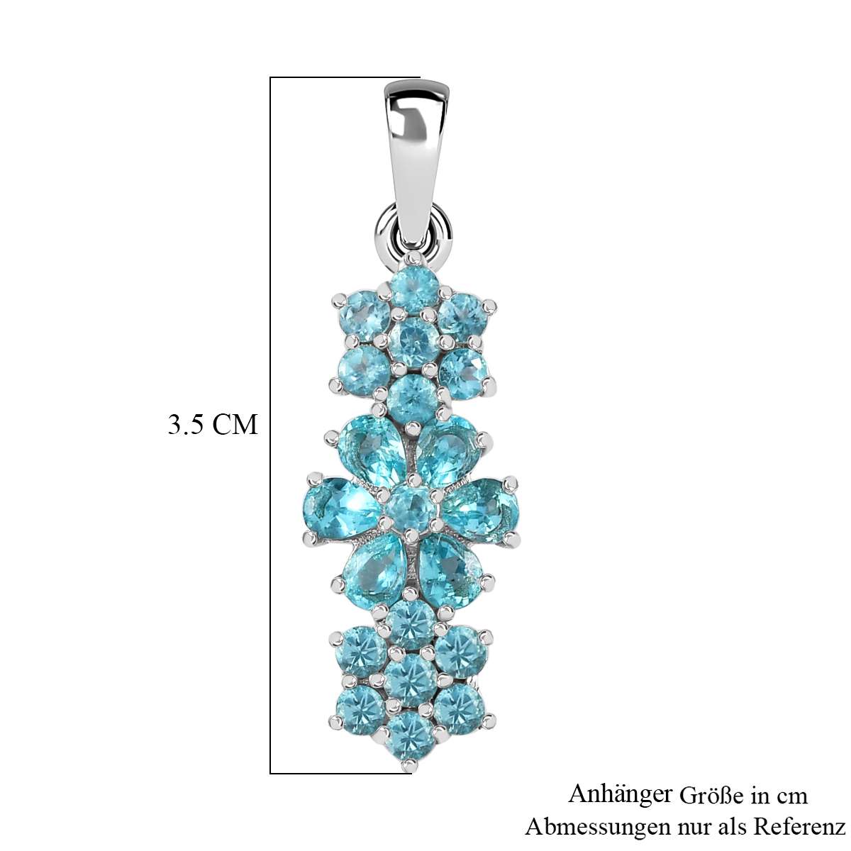Blauer Apatit Anhänger 925 Silber platiniert ca. 2,31 ct.