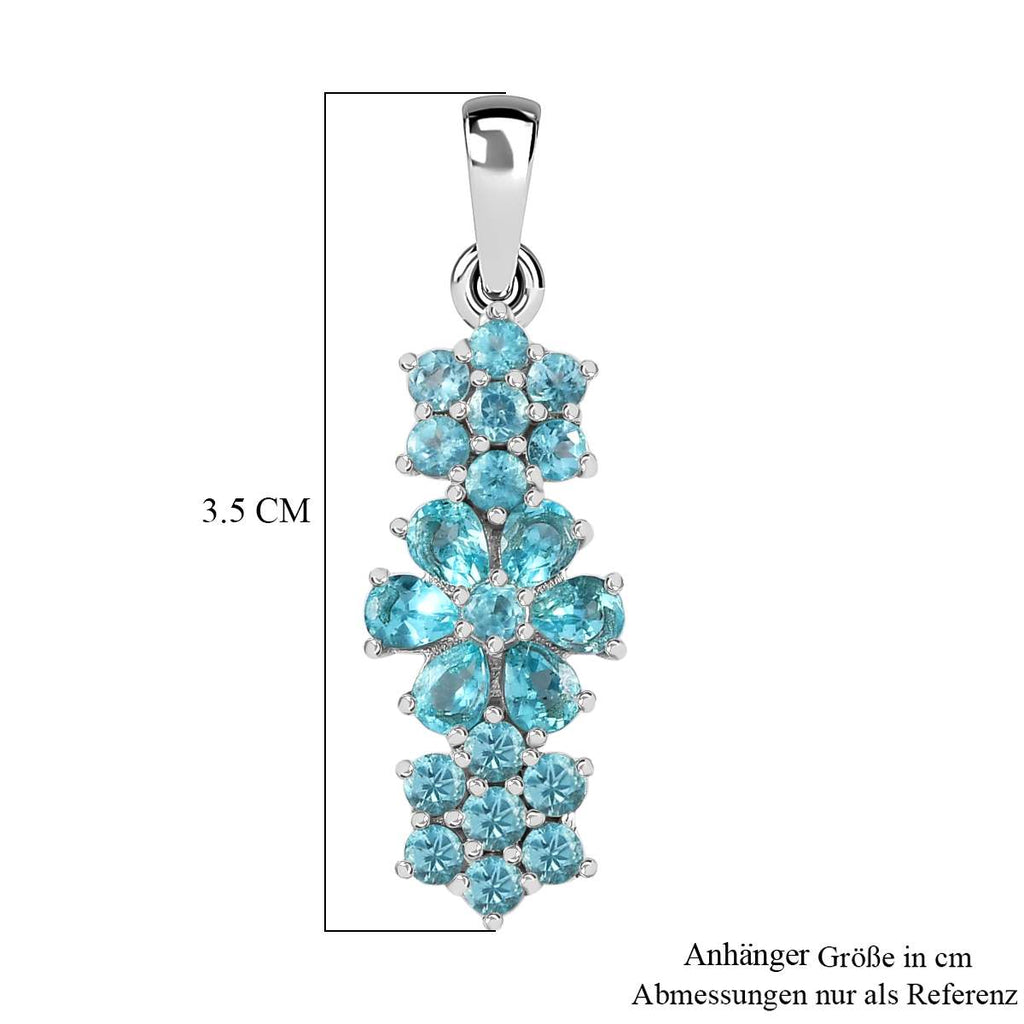 Blauer Apatit Anhänger 925 Silber platiniert ca. 2,31 ct.