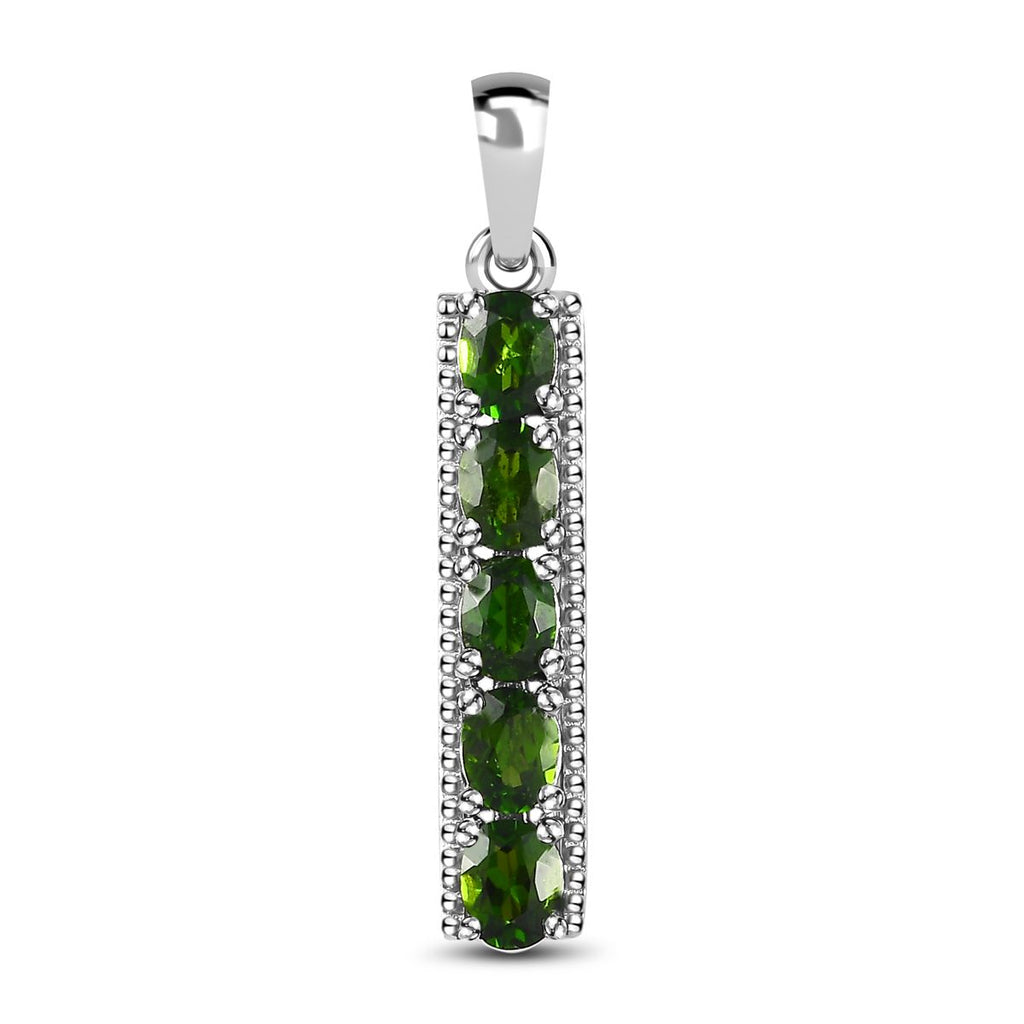 Natürlicher Chromdiopsid Anhänger 925 Silber platiniert ca. 0,98 ct.