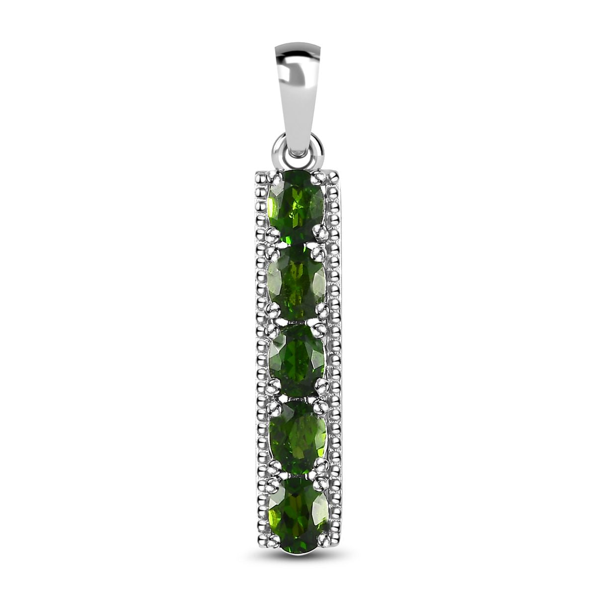 Natürlicher Chromdiopsid Anhänger 925 Silber platiniert ca. 0,98 ct.