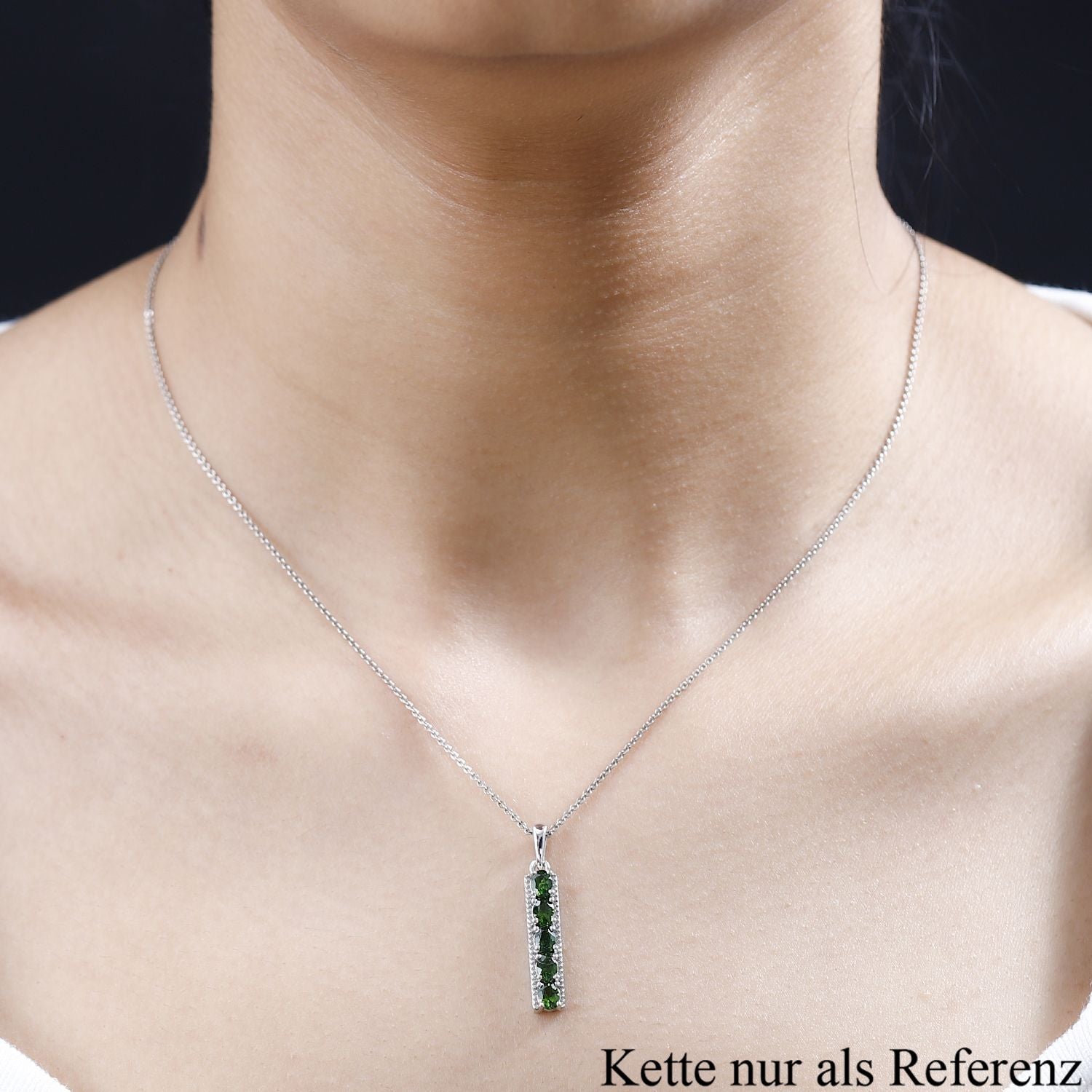 Natürlicher Chromdiopsid Anhänger 925 Silber platiniert ca. 0,98 ct.