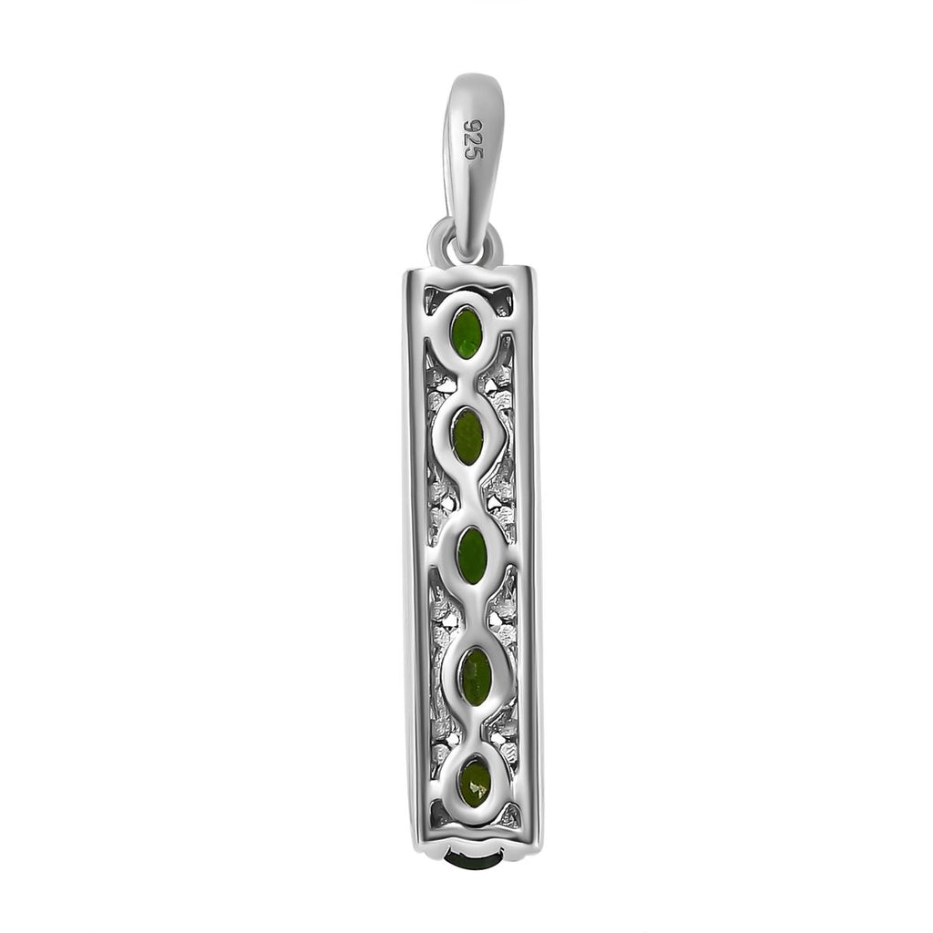 Natürlicher Chromdiopsid Anhänger 925 Silber platiniert ca. 0,98 ct.