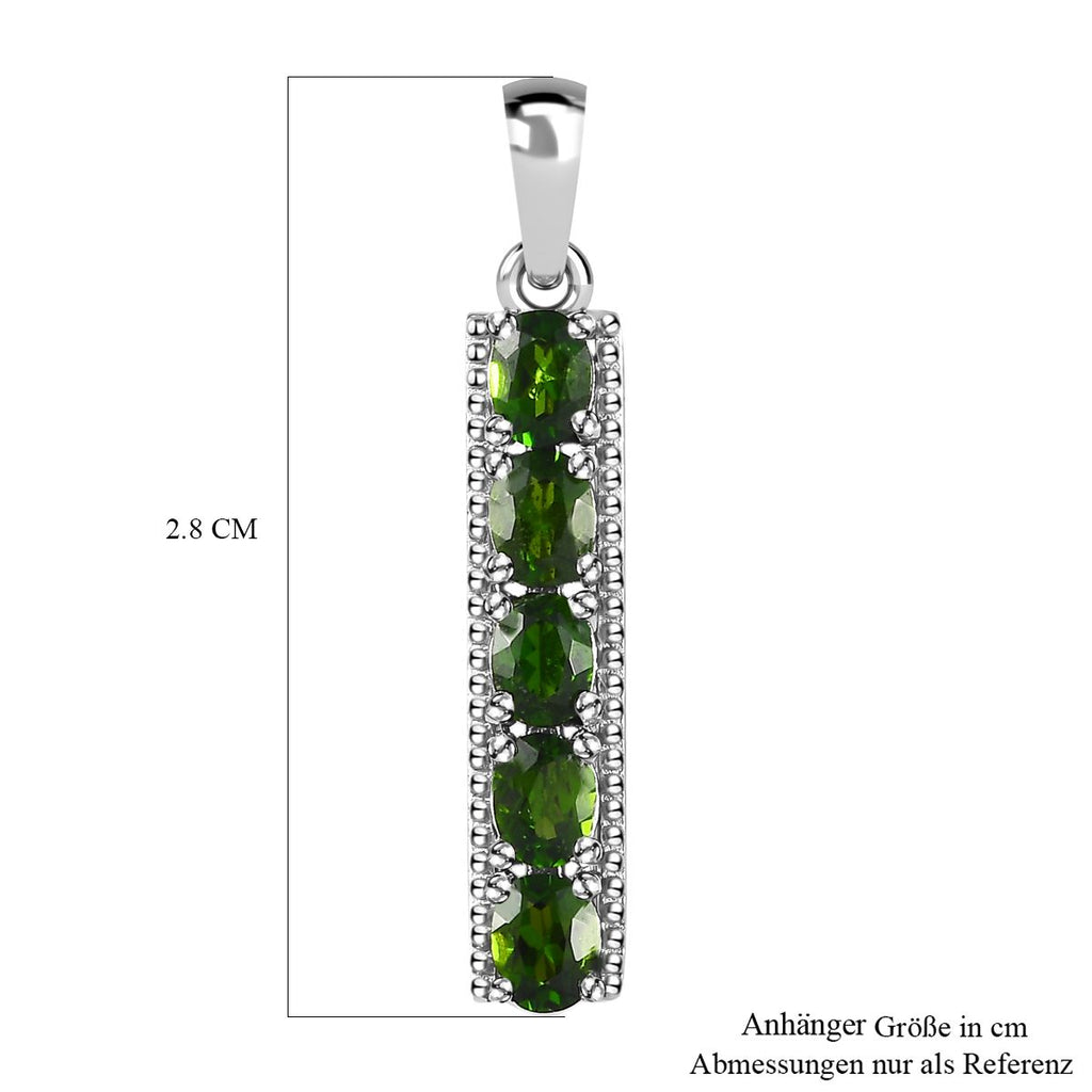 Natürlicher Chromdiopsid Anhänger 925 Silber platiniert ca. 0,98 ct.