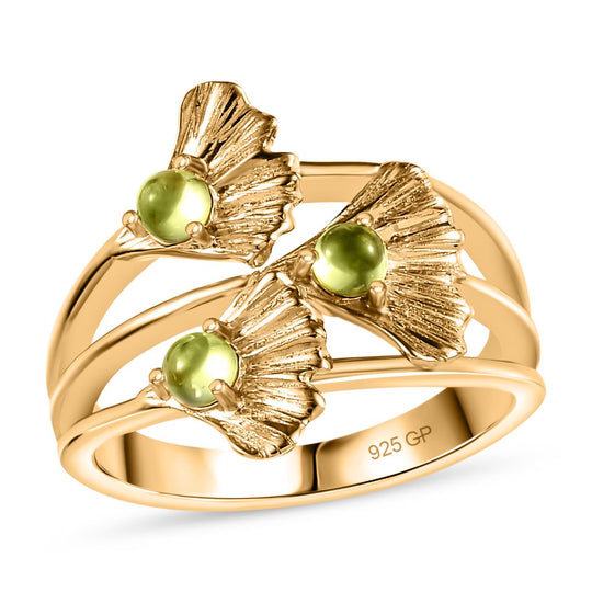 GP Italienische Garten Kollektion - AA Natürlicher Peridot, Kanchanaburi Blauer Saphir Ring, 925 Silber Gelbgold Vermeil ca. 0.53 ct