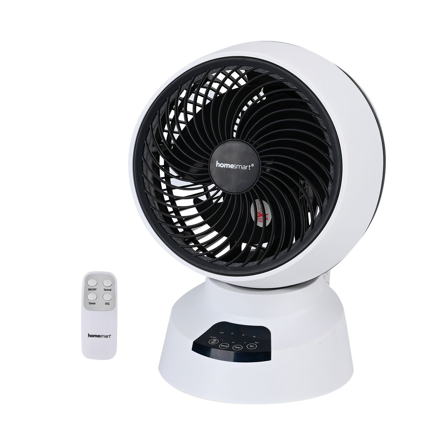 Luftmeister FlexiWind -  Digitaler Tischventilator mit 3 Geschwindigkeiten, Automatischer Oszillation und 7,5 Stunden Timer, Weiß