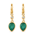 Smaragd-Triplette-Quarz, Weißer Zirkon Ohrringe 925 Silber Gelbgold Vermeil ca. 2.70 ct