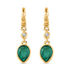 Smaragd-Triplette-Quarz, Weißer Zirkon Ohrringe 925 Silber Gelbgold Vermeil ca. 2.70 ct