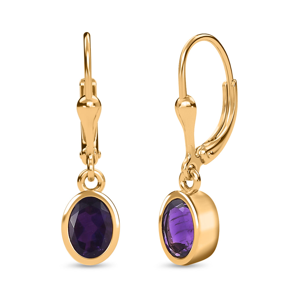 Natürliche, AA Marokkanischer Amethyst Ohrringe, 925 Silber Gelbgold Vermeil ca. 1.46 ct