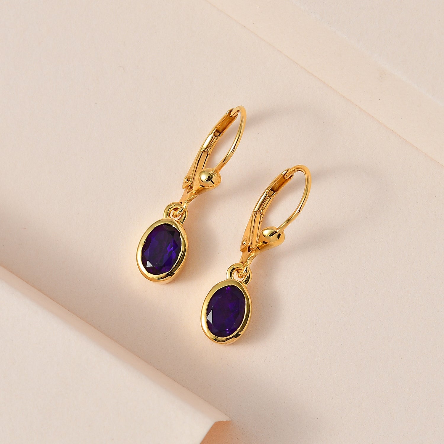 Natürliche, AA Marokkanischer Amethyst Ohrringe, 925 Silber Gelbgold Vermeil ca. 1.46 ct