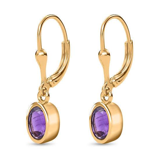 Natürliche, AA Marokkanischer Amethyst Ohrringe, 925 Silber Gelbgold Vermeil ca. 1.46 ct