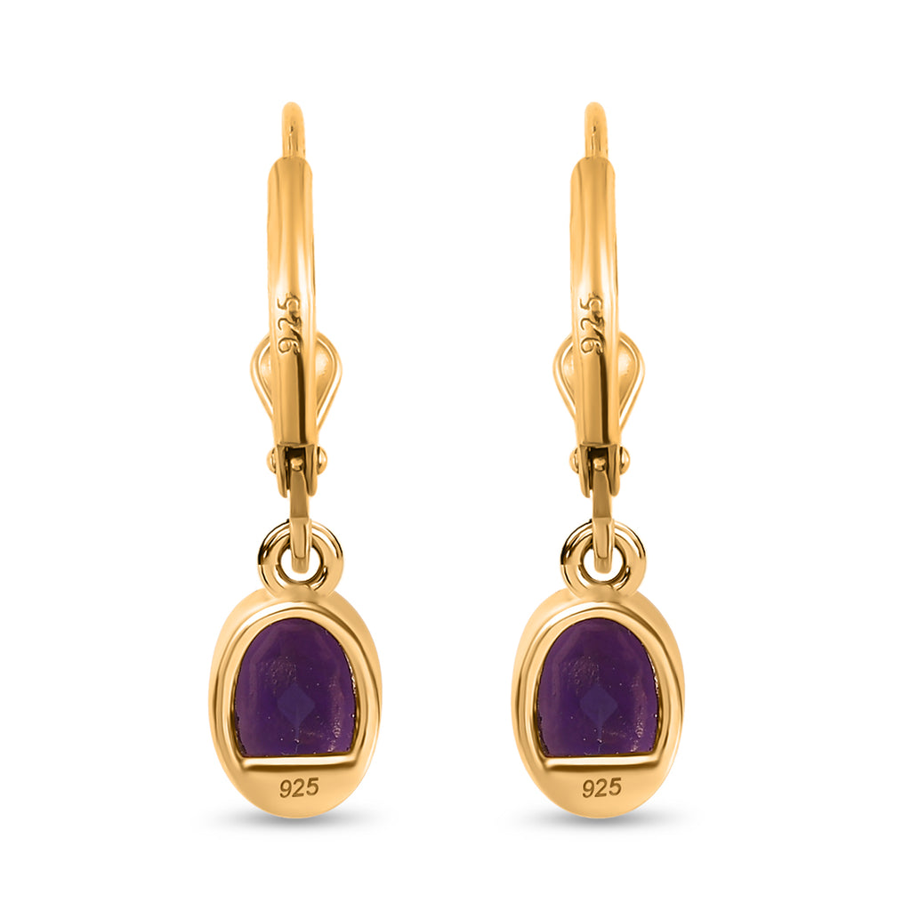 Natürliche, AA Marokkanischer Amethyst Ohrringe, 925 Silber Gelbgold Vermeil ca. 1.46 ct