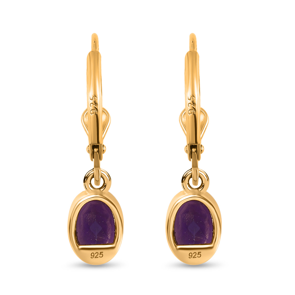 Natürliche, AA Marokkanischer Amethyst Ohrringe, 925 Silber Gelbgold Vermeil ca. 1.46 ct