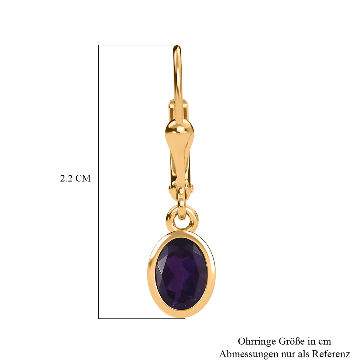 Natürliche, AA Marokkanischer Amethyst Ohrringe, 925 Silber Gelbgold Vermeil ca. 1.46 ct