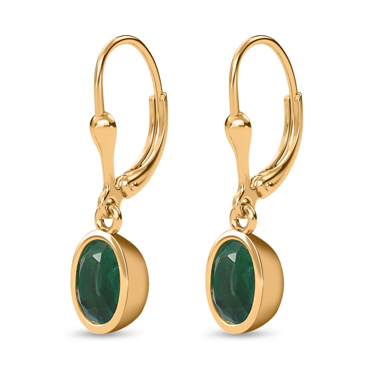 Smaragd-Triplette-Quarz Ohrringe 925 Silber Gelbgold Vermeil ca. 3,10 ct.