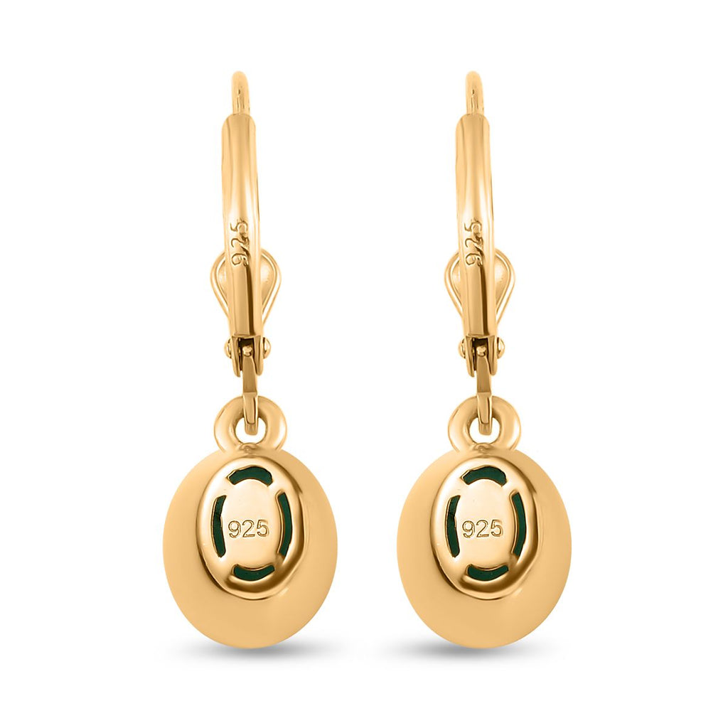 Smaragd-Triplette-Quarz Ohrringe 925 Silber Gelbgold Vermeil ca. 3,10 ct.