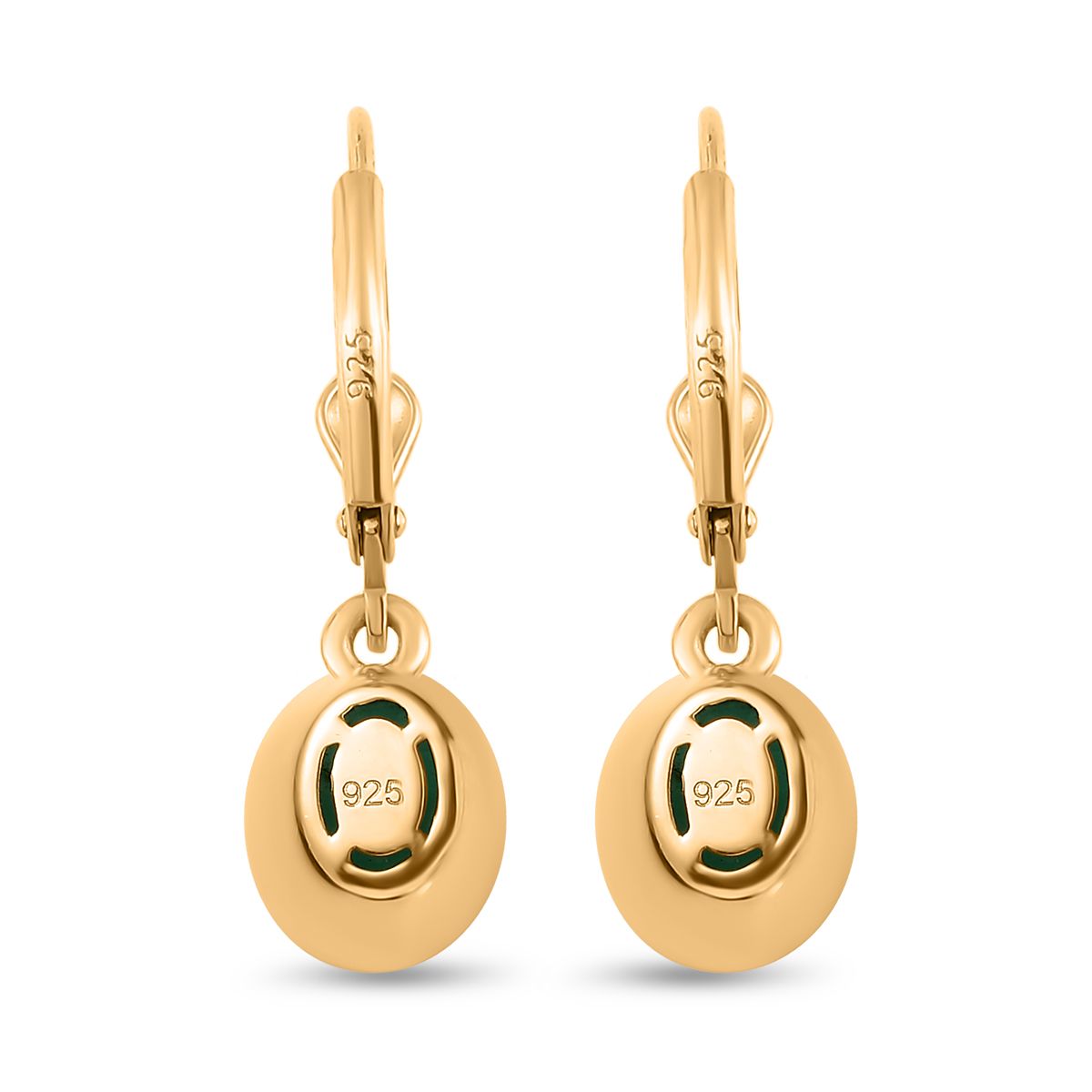 Smaragd-Triplette-Quarz Ohrringe 925 Silber Gelbgold Vermeil ca. 3,10 ct.