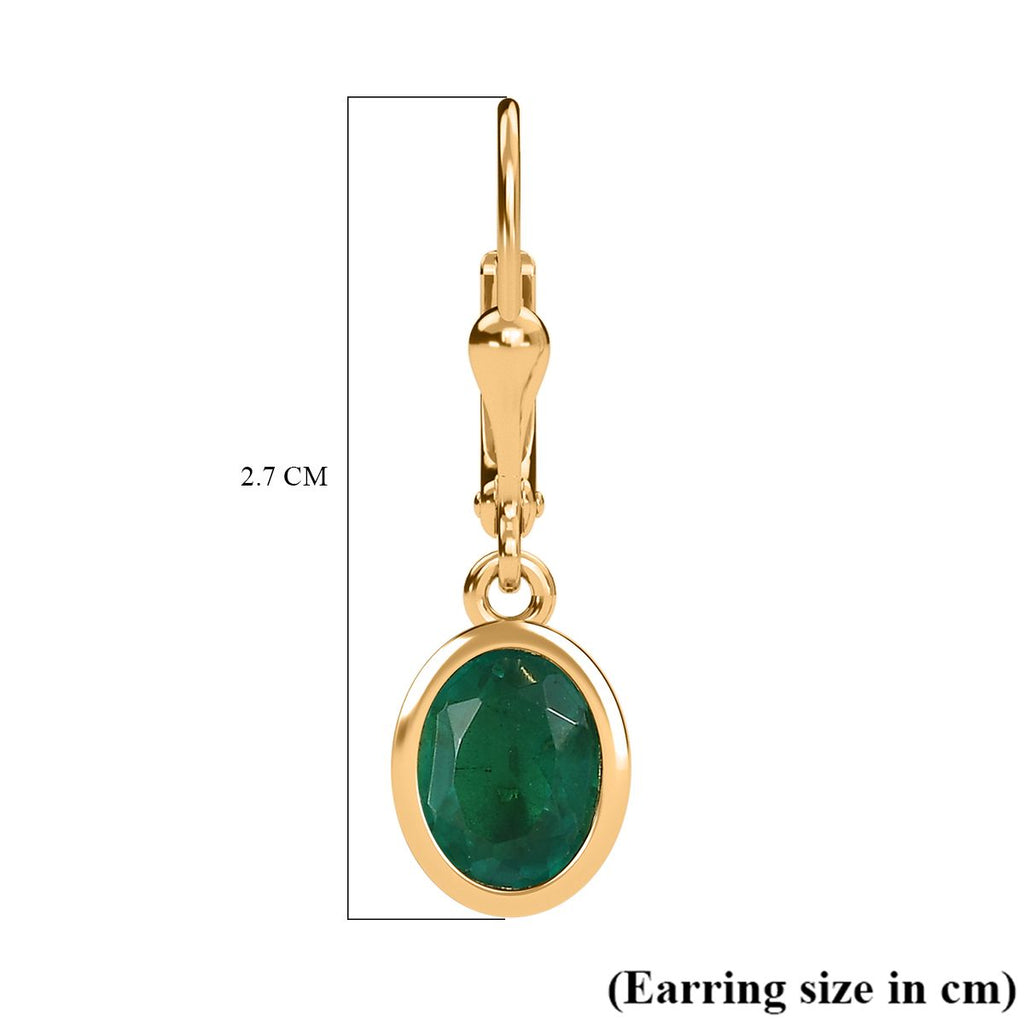 Smaragd-Triplette-Quarz Ohrringe 925 Silber Gelbgold Vermeil ca. 3,10 ct.