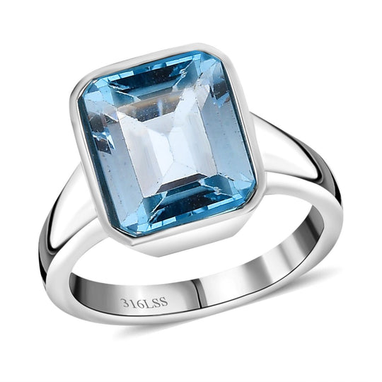 Himmelblauer Topas Ring, Edelstahl, , ca. 5.29 ct